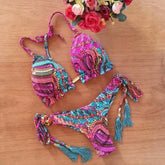 Floral Print String Bikini Set